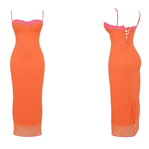 HOUSE OF CB 'Aiza' Flame Orange Maxi Dress - Picture 7 of 14
